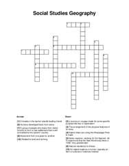 Social Studies Geography Crossword Puzzle