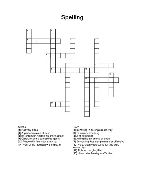 Spelling Crossword Puzzle