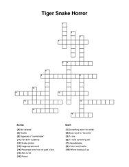 Tiger Snake Horror Crossword Puzzle