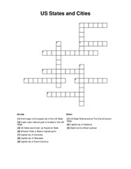 US States and Cities Crossword Puzzle
