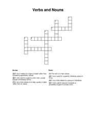 Verbs and Nouns Crossword Puzzle
