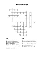 Viking Vocabulary Crossword Puzzle