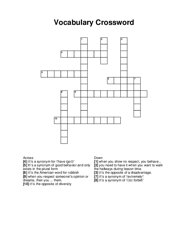 Vocabulary Crossword Word Scramble Puzzle