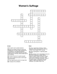 Womens Suffrage Crossword Puzzle
