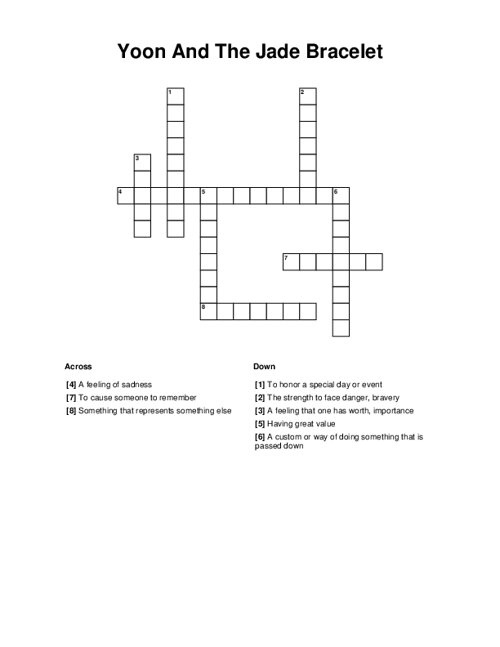Yoon And The Jade Bracelet Crossword Puzzle