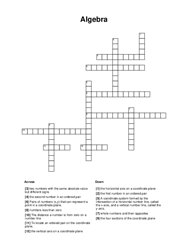 Algebra Crossword Puzzle