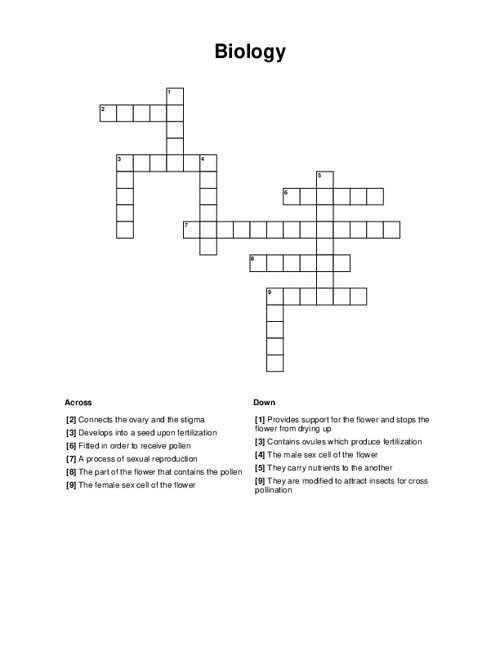 Biology Crossword Puzzle