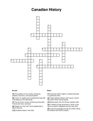 Canadian History Crossword Puzzle