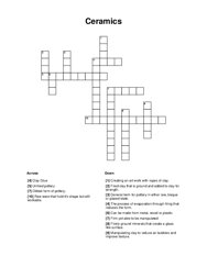 Ceramics Crossword Puzzle