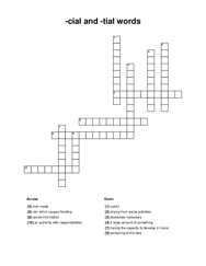 -cial and -tial words Crossword Puzzle