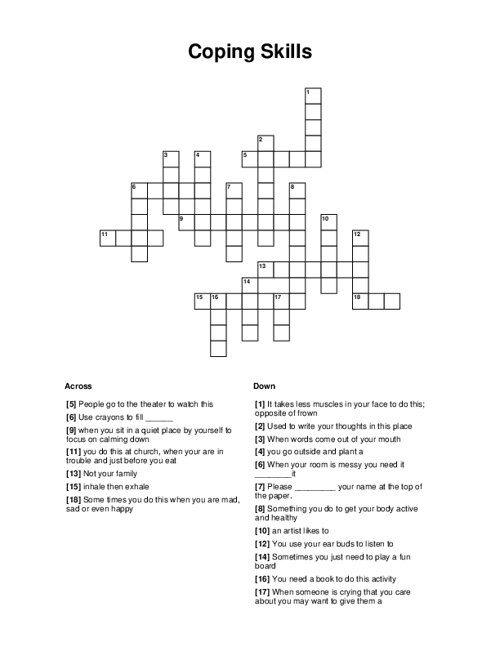 Coping Skills Crossword Puzzle