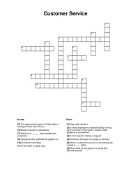 Customer Service Crossword Puzzle