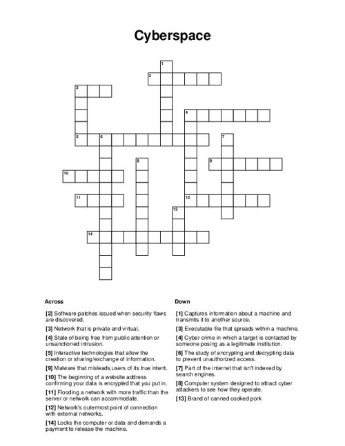Cyberspace Crossword Puzzle