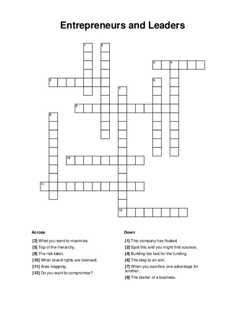 Entrepreneurs and Leaders Crossword Puzzle