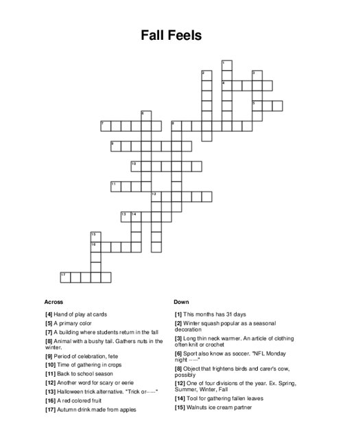 Fall Feels Crossword Puzzle