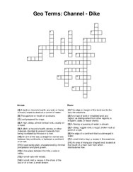 Geo Terms: Channel - Dike Crossword Puzzle
