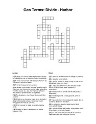 Geo Terms: Divide - Harbor Crossword Puzzle