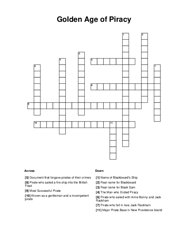 Golden Age of Piracy Crossword Puzzle