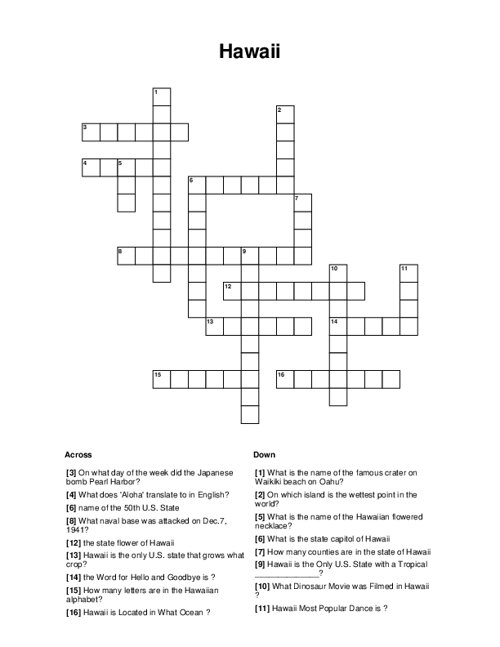 Hawaii Crossword