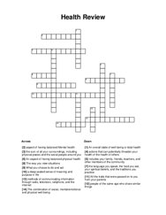 Health Review Crossword Puzzle