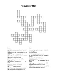 Heaven or Hell Crossword Puzzle