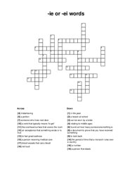 -ie or -ei words Word Scramble Puzzle