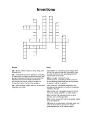 Inventions Crossword Puzzle