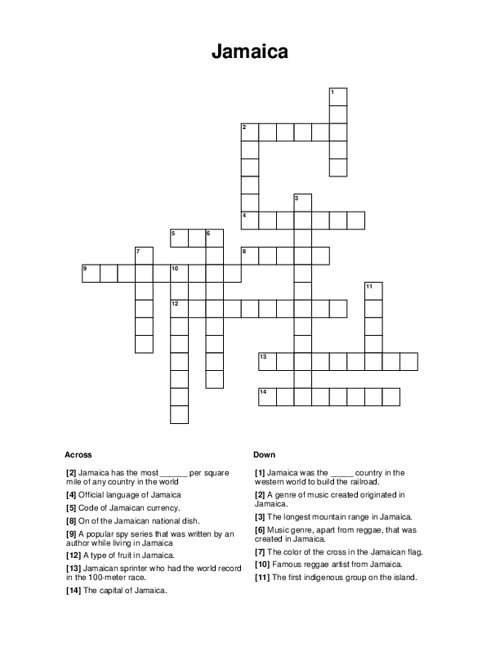 Jamaica Crossword Puzzle