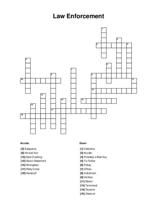 Law Enforcement Crossword Puzzle