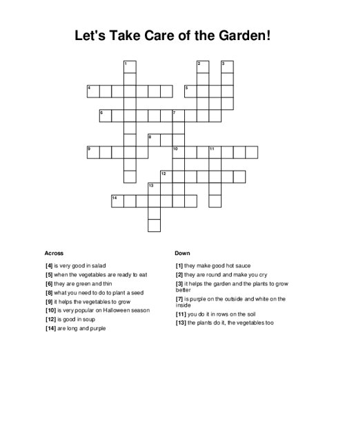 Let's Take Care of the Garden! Crossword Puzzle