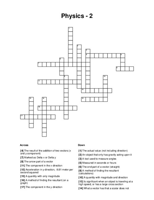 Physics - 2 Crossword Puzzle