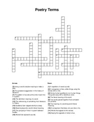 Poetry Terms Crossword Puzzle