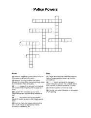 Police Powers Word Scramble Puzzle
