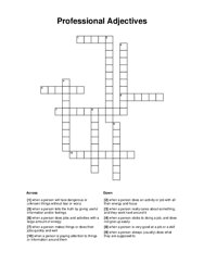 Professional Adjectives Crossword Puzzle