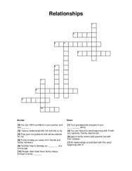 Relationships Crossword Puzzle