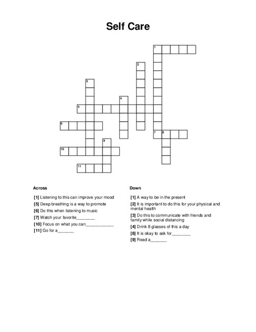 Self Care Crossword