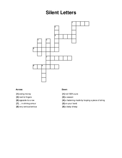 Silent Letters Crossword Puzzle