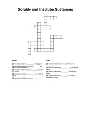 Soluble and Insolube Subtances Crossword Puzzle