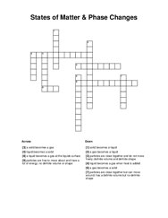 States of Matter & Phase Changes Crossword Puzzle