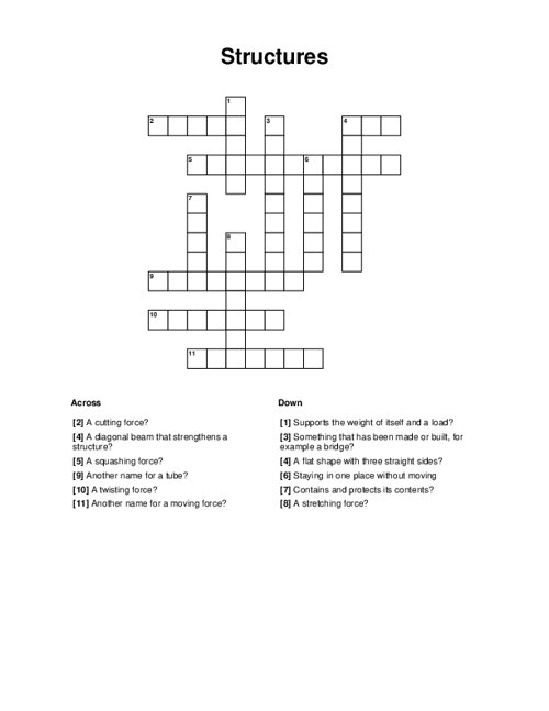 Structures Crossword Puzzle