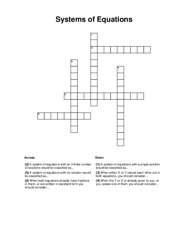Systems of Equations Crossword Puzzle