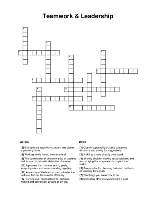 Teamwork & Leadership Crossword Puzzle