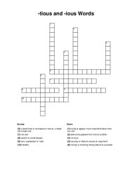 -tious and -ious Words Crossword Puzzle