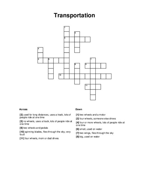 Transportation Crossword Puzzle