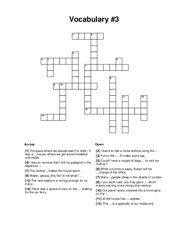 Vocabulary #3 Crossword Puzzle