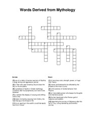 Words Derived from Mythology Crossword Puzzle