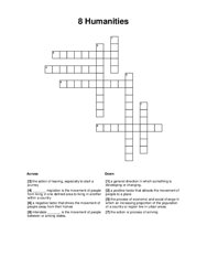 8 Humanities Crossword Puzzle