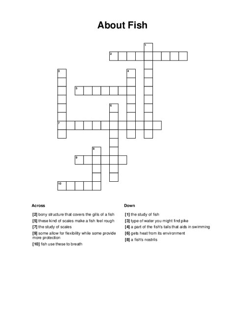 About Fish Crossword Puzzle