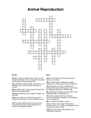 Animal Reproduction Crossword Puzzle
