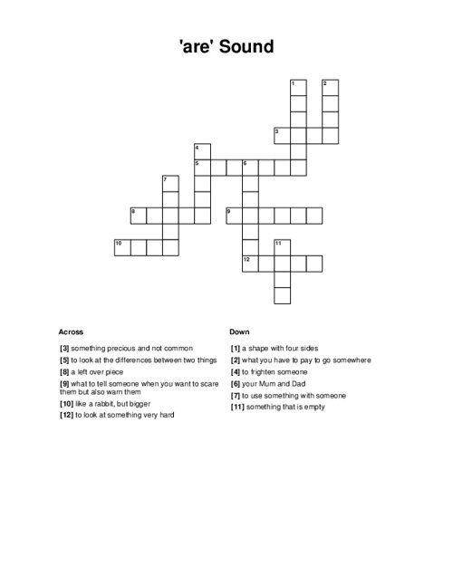 'are' Sound Crossword Puzzle